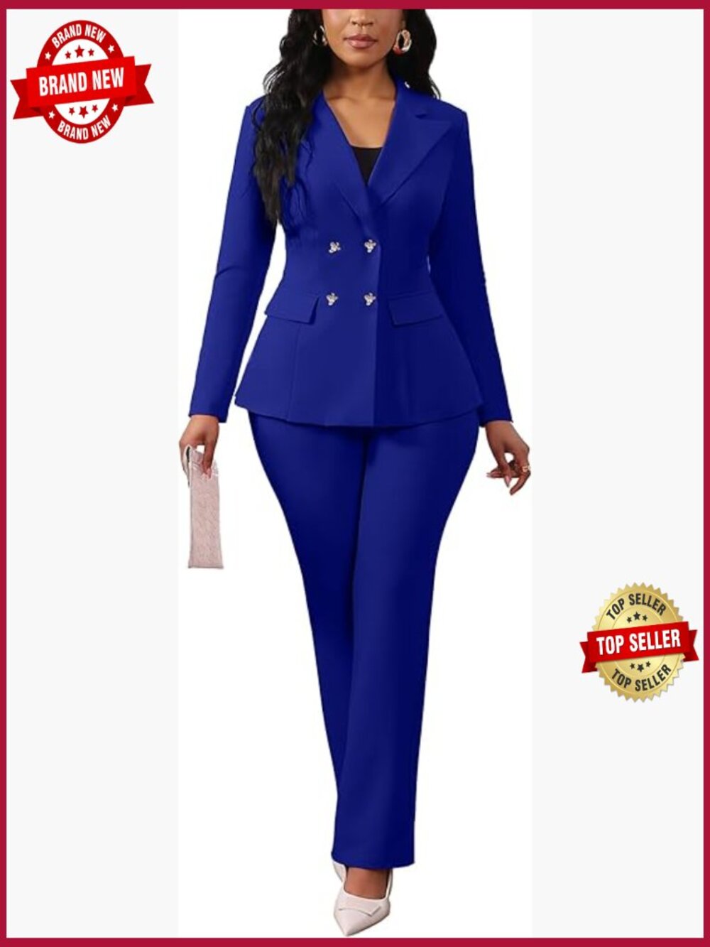 2 Piece Blazer and Wide Leg Pant Set Business Professional
